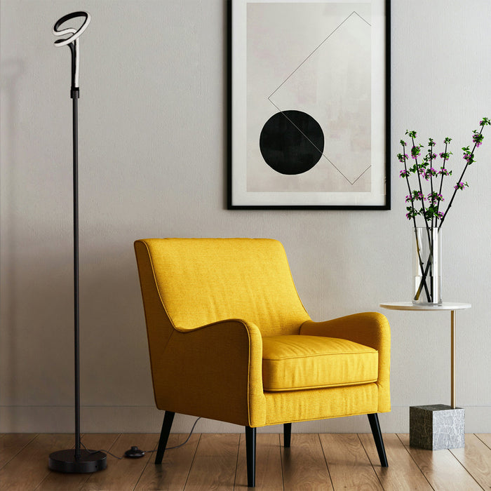 Lampe à pied à conception de boucle à DEL de 59 po noire