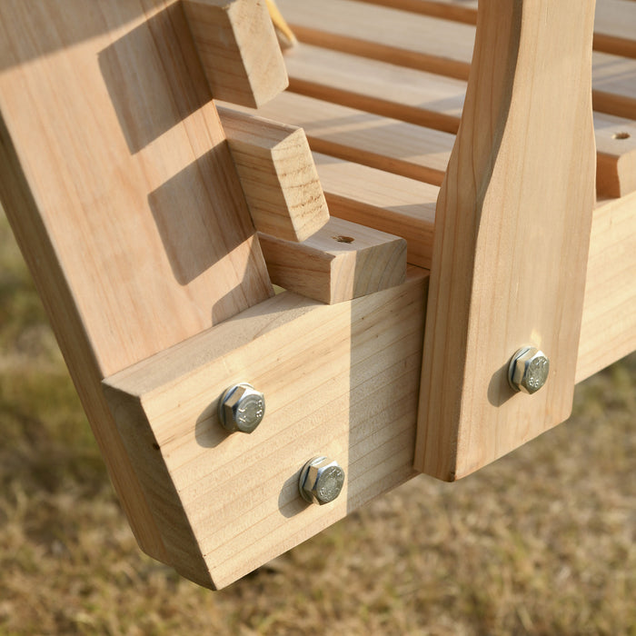 Siege De Balancoire D'exterieur Pour Porche 2 Places Outsunny Avec Porte-gobelet, Banc De Hamac En Bois Avec Chaines Pour Jardin Et Patio