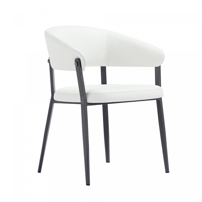 Chaise de salle a manger moderne en metal et tissu Belle, blanche - Lot de 2