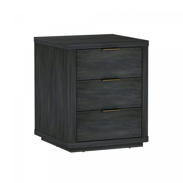 Table de nuit moderne Evelyn 20\" en gris charbon (3 tiroirs) - Lot de 2