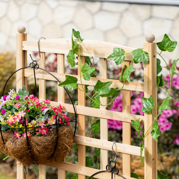 Outsunny Jardiniere Avec Treillis Bac A Fleurs Jardiniere Sur Pied Dim. 24\" X 12\" X 49\" Bois Sapin Naturel