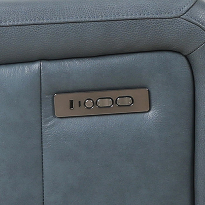 Sofa inclinable electrique Bellamy de 78 po en cuir assorti avec appuie-tete ajustable et USB - Bleu