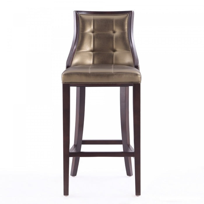 Tabouret de bar traditionnel en bois avec assise rembourree Fifth Avenue, bronze - Lot de 3