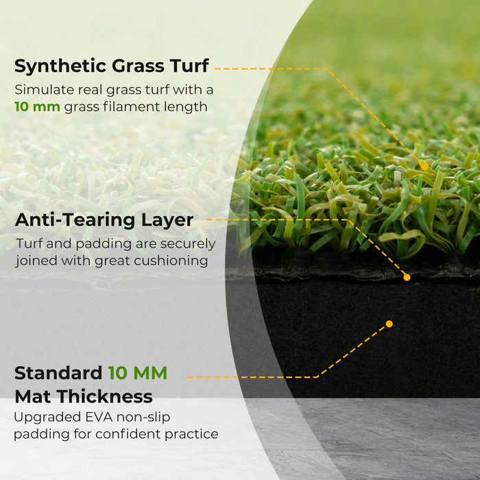 Tapis De Frappe De Golf, 152 Cm X 92 Cm / 152 Cm X 117 Cm Tapis D'entrainement En Gazon Artificiel Pour L'interieur Et L'exterieur, Tapis De Golf Portable Avec 2 Batons D'alignement Et 2 Tees De Golf Pour Les Amateurs De Golf Et Les Debutants