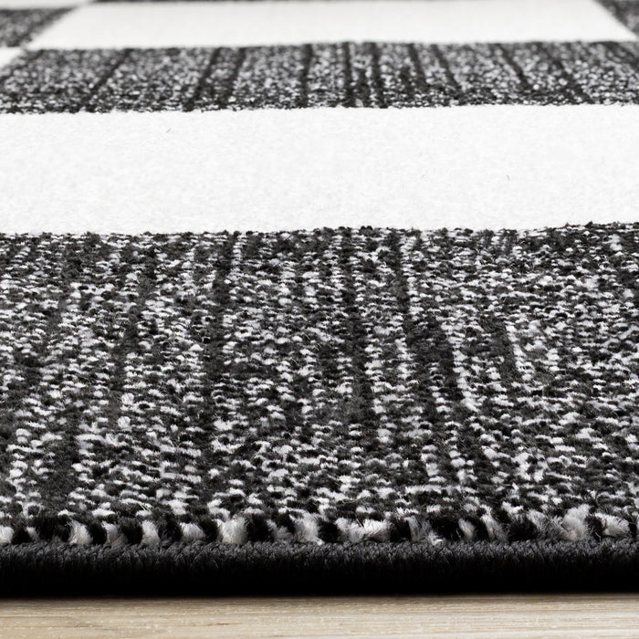 Tapis Covington a Carreaux Noir et Blanc, 6'7\" x 9'10\"
