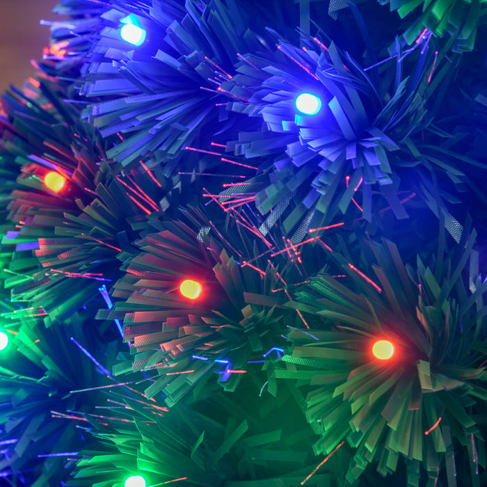 Homcom Sapin De Noel Artificiel A Fibre Optique Pre-illumine De 0.9 M Avec 90 Lumieres Led Et Pointes De Branches