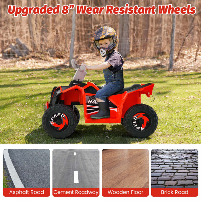 Costway Kids Ride Sur Atv 4 Wheeler Quad Toy Car 6v Alimente Par Batterie Jouet Motorise Rouge