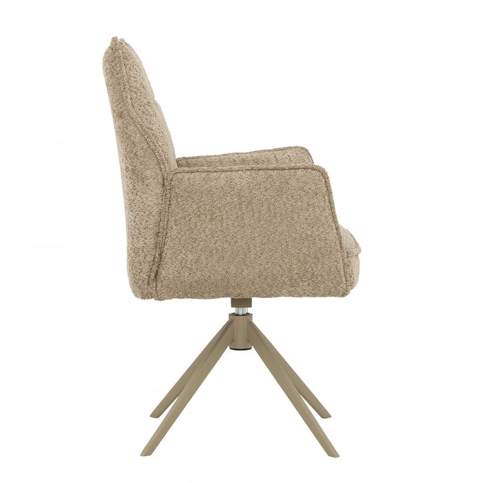 Fauteuil de salle a manger pivotant Elowen rembourre taupe (ens. de 2)