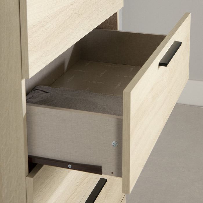  Commode verticale Step One Essential à 5 tiroirs - chêne blanchi