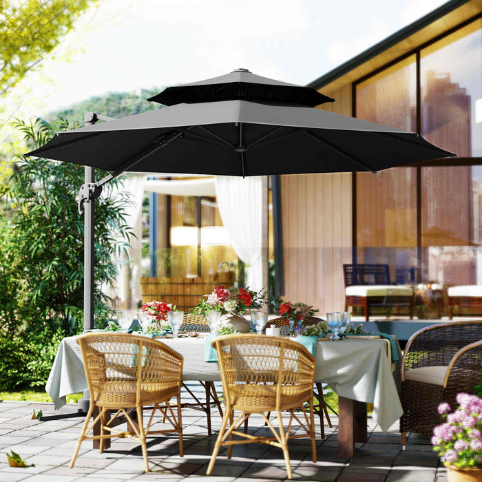 Outsunny Parasol Gris Fonce