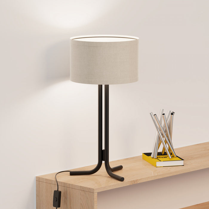 Lampe de table noire de 20 po avec abat-jour cylindrique