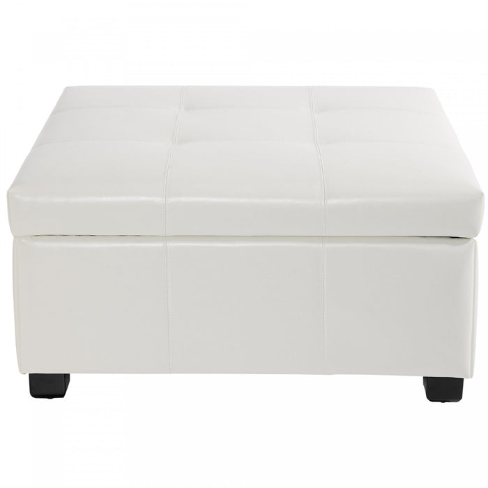 Liam Ottoman Coffre Carre Large de 34,25\" en Simili Cuir avec Rangement, Beige