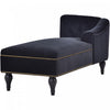 Serena Velvet Chaise Lounge with Button Tufting and Nailhead Trim, Black | Serena Chaise Longue en Velours a Capitonnage Boutonne et Clous Decoratifs, Noir