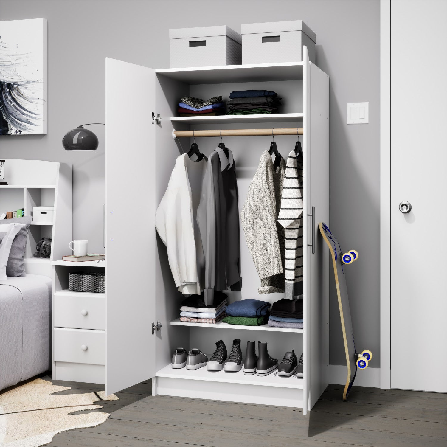 Dmora - Garde-Robe 3 Portes Thea,Meubles de Chambre,Penderie de Plain Dmora - Garde-Robe 3 Portes Thea,Meubles de Chambre,Penderie de Plain