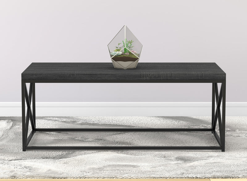 Table à café de 44 po en bois gris foncé avec métal noir