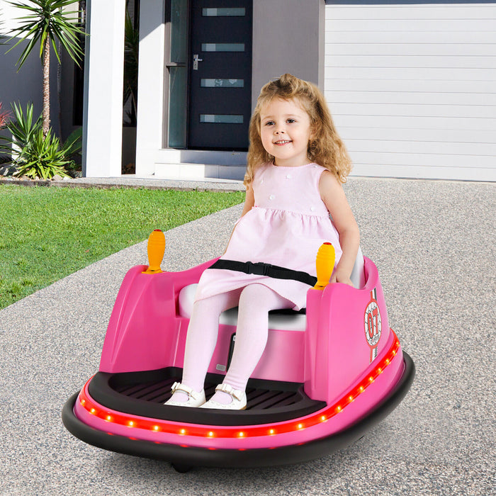 Costway 12v Vehicule 360¡a Spin Race Toy Kids Ride Sur La Voiture Pare-chocs W / Telecommande Rose