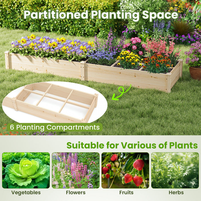 Lit De Jardin Eleve En Bois Costway, Planteur De Patio Eleve Avec 7 Compartiments De Plantation Pour La Fleur