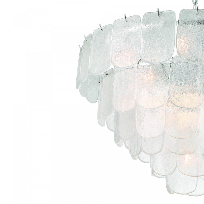 Suspension A 19 lampes Bianca, Nickel Poli, Verre Cristallin De Type Piastra