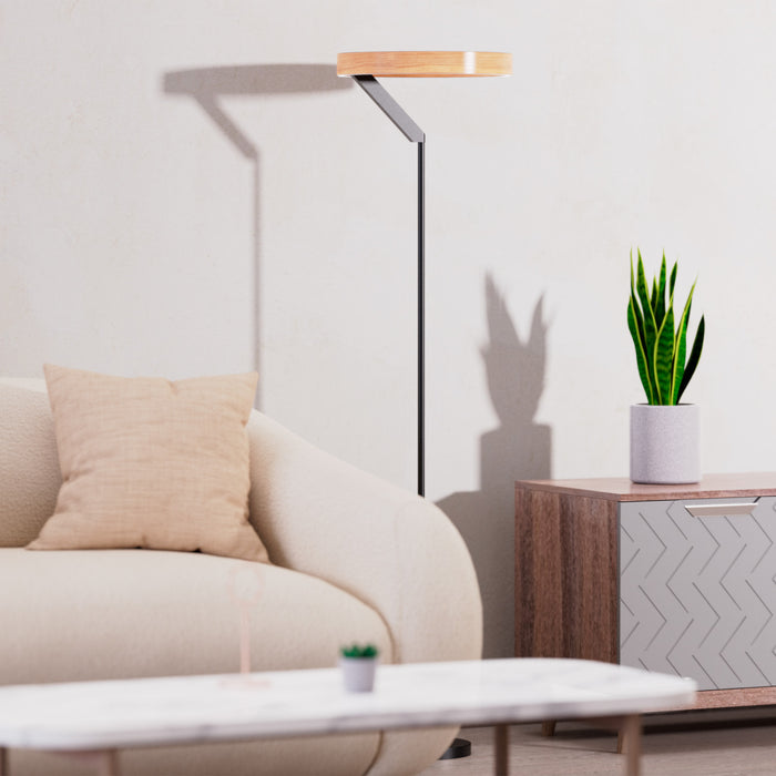 Lampe à pied moderne de 63 po noir mat à DEL