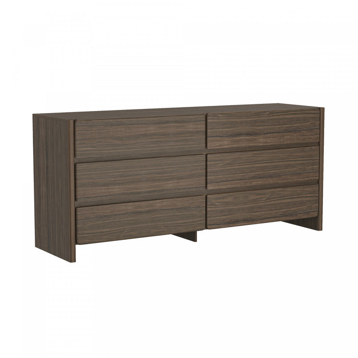 Commode moderne Linda 72\" en noyer brun (6 tiroirs)