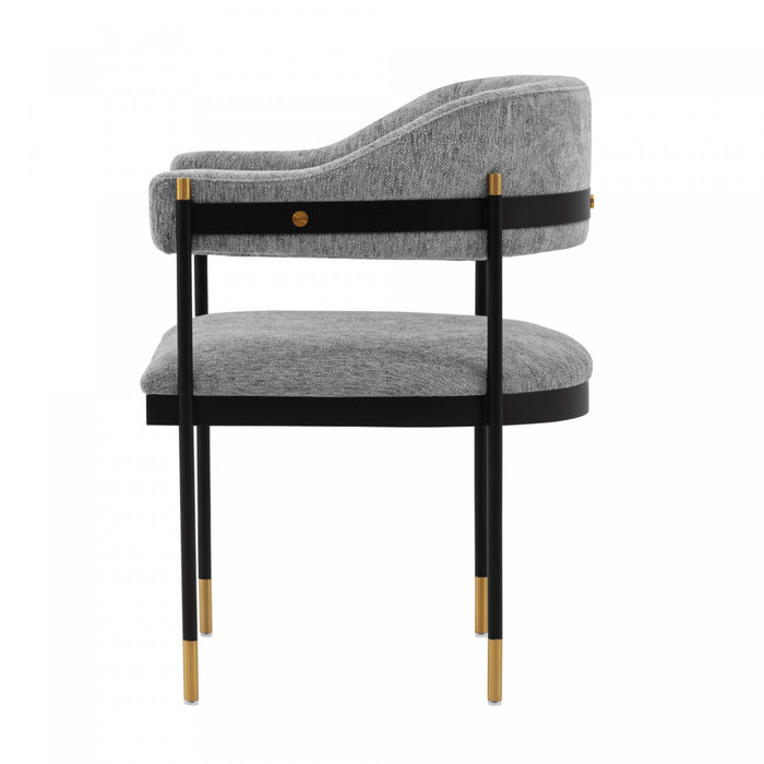 Fauteuil moderne en metal et chenille Lia gris - Lot de 2