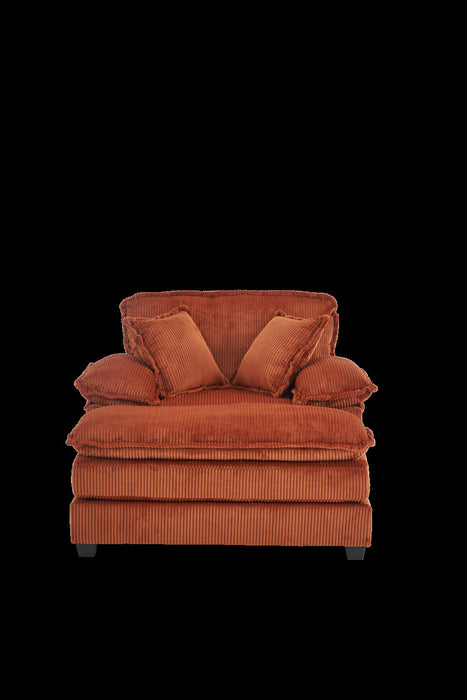 Liam Canape d'interieur moderne en velours cotele 46,9\" avec 2 coussins moelleux, Orange