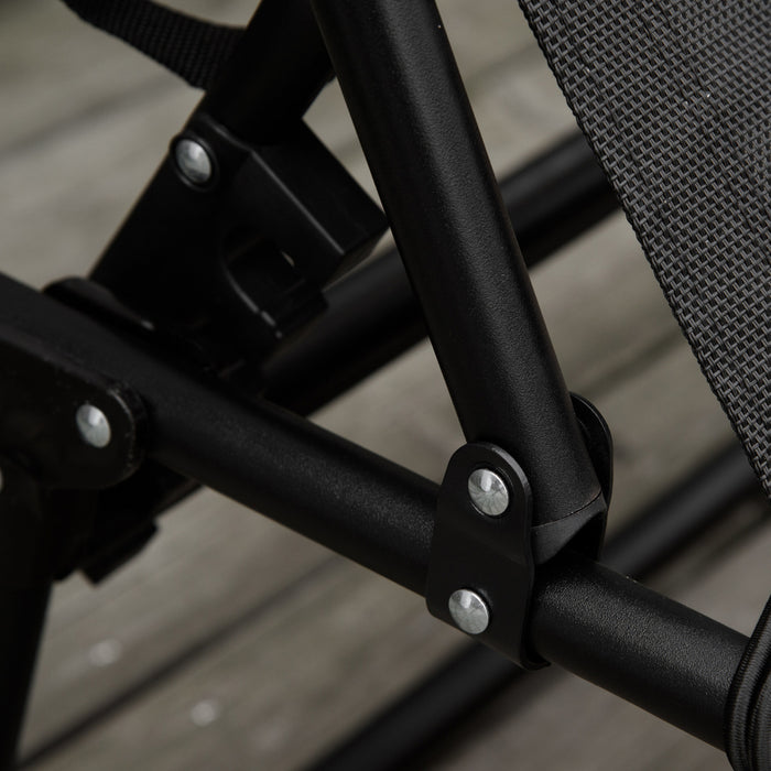 Chaise Longue Pliante D'exterieur Outsunny Pour Le Camping, La Randonnee, Noire.