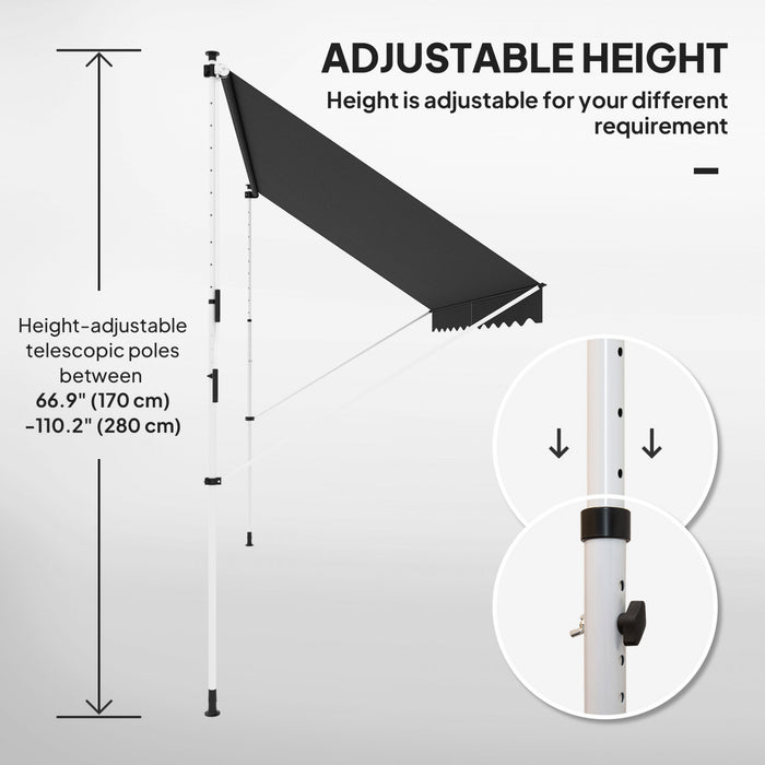 Outsunny Auvent Retractable 300x150 cm, Abri de Patio Resistant aux UV et a l'Eau, Noir