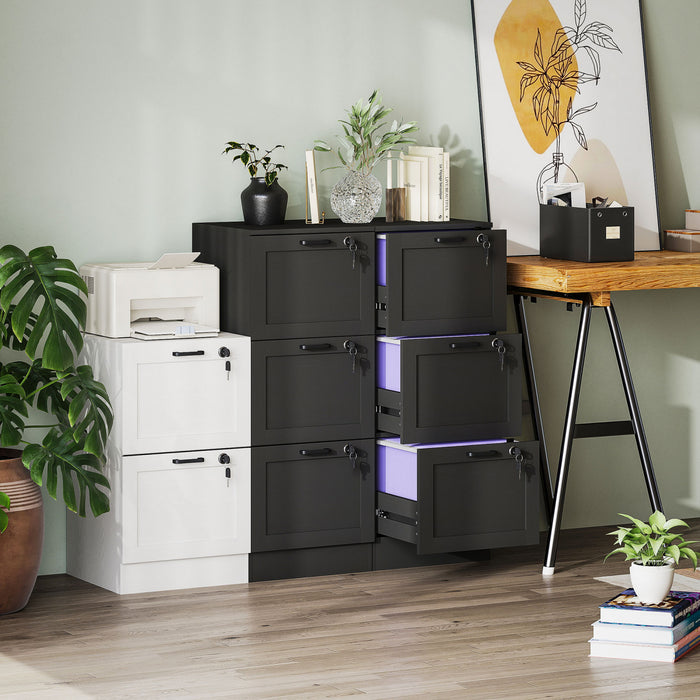 HOMCOM Classeur de bureau a 3 tiroirs, classeur vertical, noir