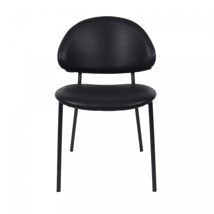 Chaise laterale contemporaine moderne en cuir vegetalien et metal Haven, noire - Lot de 4
