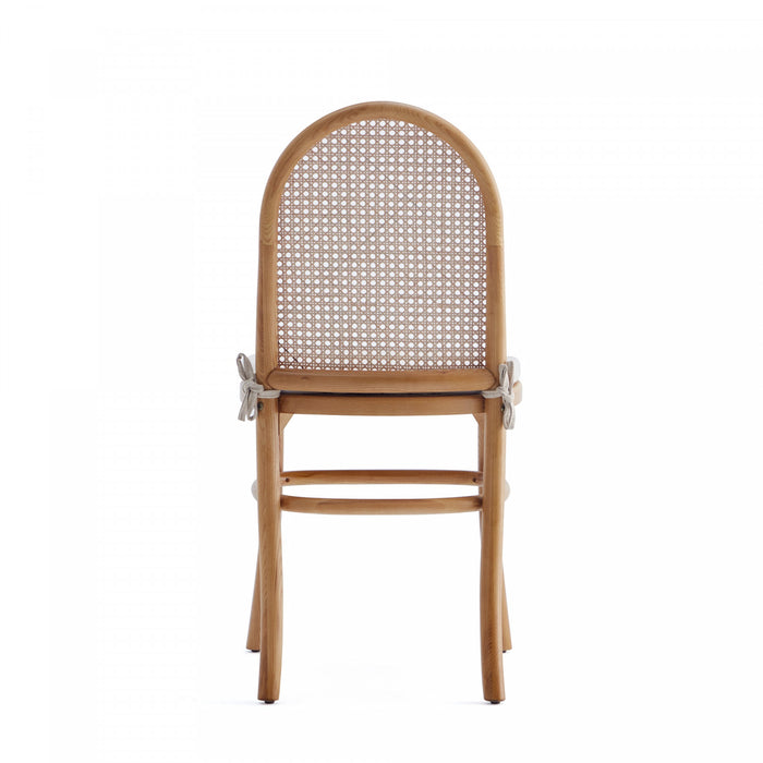 Chaise de salle a manger Paragon Industry Chic avec dossier en cannage et assise rembourree en bois, coloris flocon d’avoine – Lot de 4