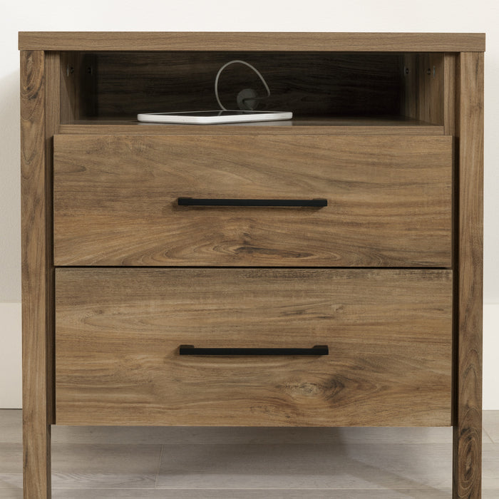 Gravity Table De Chevet 2 Tiroirs - Manguier Naturel