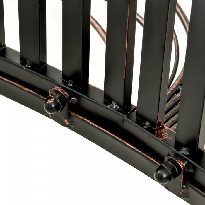 Outsunny Pont De Jardin En Metal De 4 Pieds Pont Decoratif En Arc Avec Garde-corps Bronze Noir