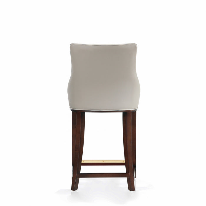 Tabouret de comptoir moderne en bois Shubert avec revetement en tissu gris clair - Lot de 2