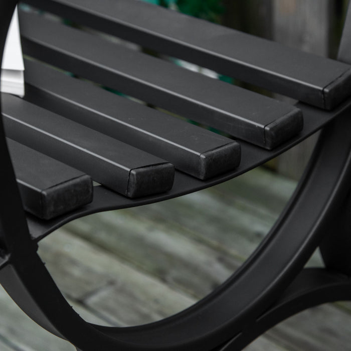 Banc d'exterieur 2 places Outsunny, canape deux places avec accoudoirs, noir