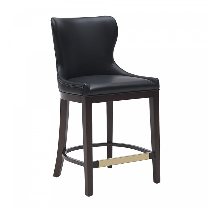 Tabouret de comptoir Blair moderne en bois et tissu, noir - Lot de 3