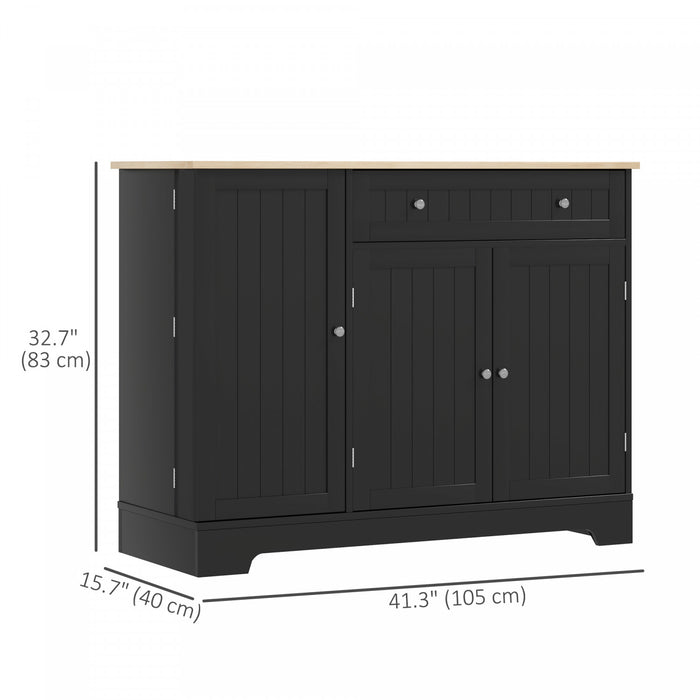 HOMCOM Buffet 41\" avec tiroir de rangement et etagere reglable, noir