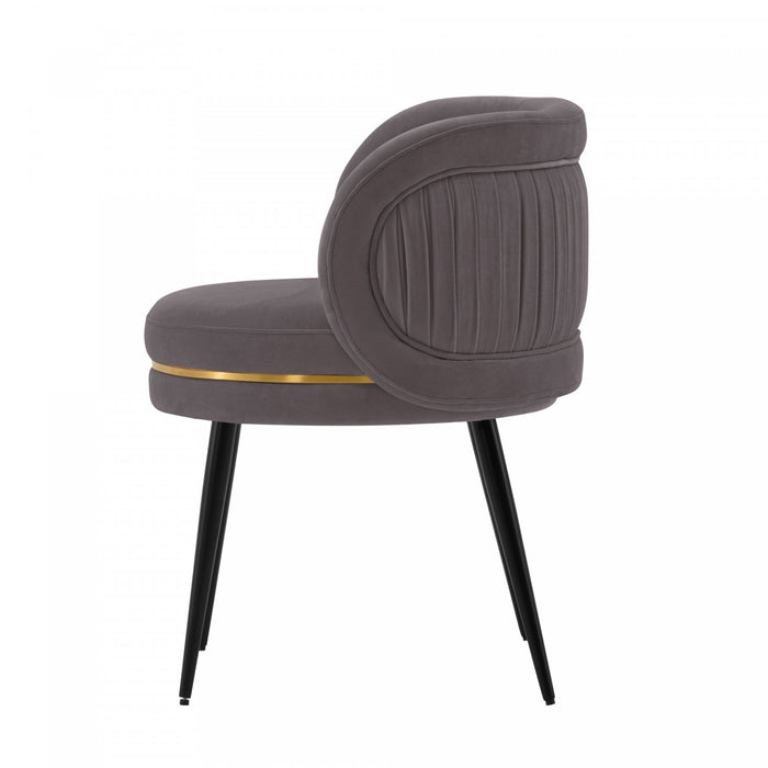 Chaise de salle a manger moderne en bois et velours Kaya gris - Lot de 2