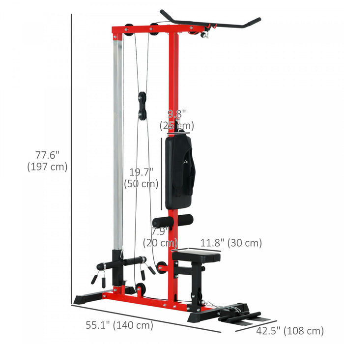 Soozier Station De Cable Pour Equipement D'entrainement, Noir Et Rouge
