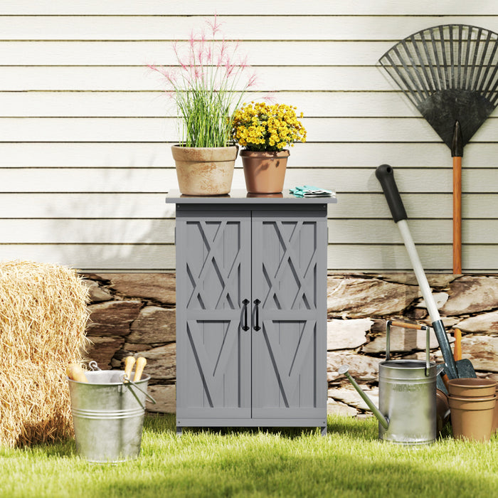 Outsunny Abri A Bois, Abri De Jardin Avec Etageres A 2 Niveaux, Gris