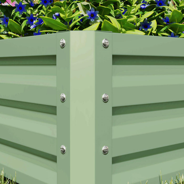 Outsunny Lot De 2 Pieces Parterre De Fleur Jardinieres En Acier Vert Clair