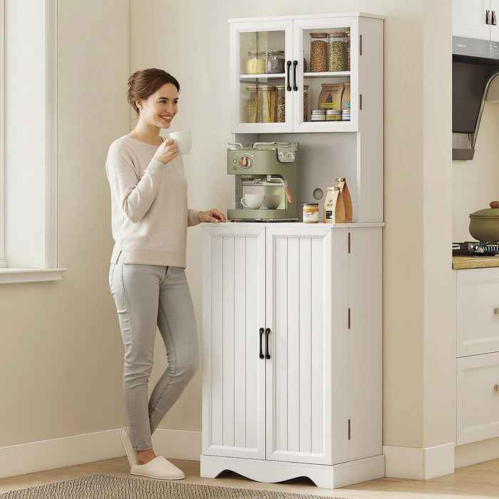 HOMCOM Buffet de Cuisine de 71\", Buffet avec 8 Etageres de Porte, Blanc