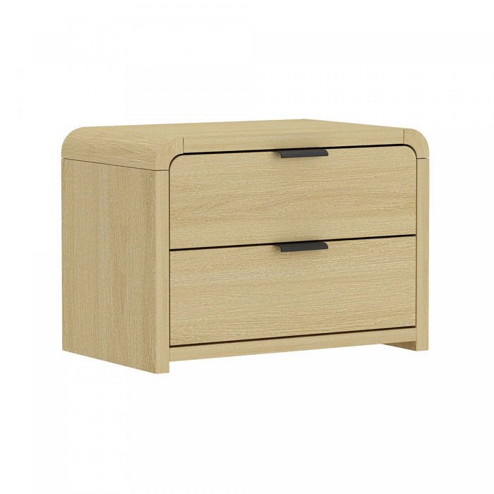 Table de nuit moderne Grace 28\" en chene naturel et noir (2 tiroirs) - Lot de 2