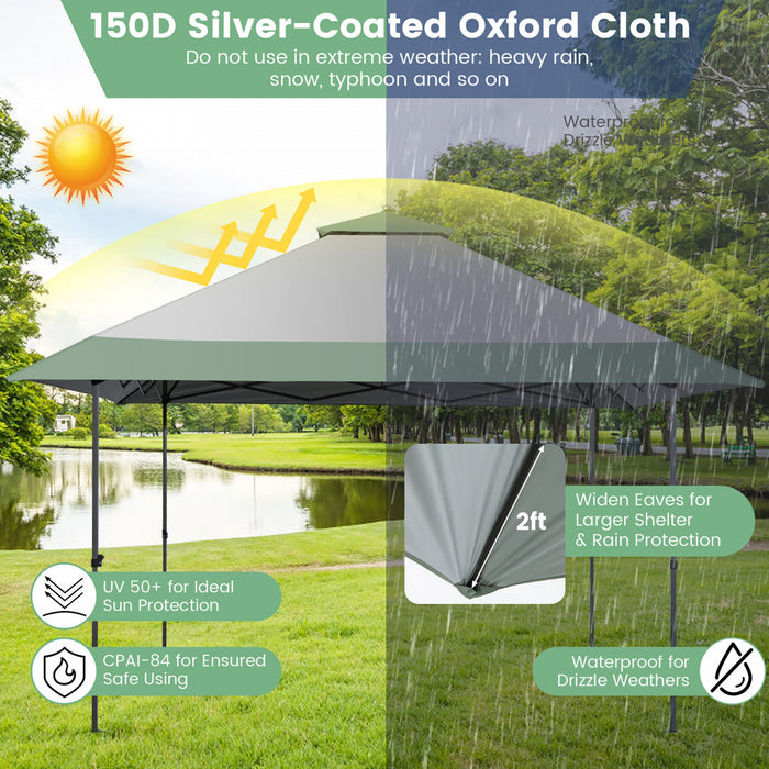 Tonnelle Pop-up 4x4 M Reglable En 3 Hauteurs Avec Sac A Roulettes, Gazebo Anti Uv Et Etanche Avec Cadre Robuste En Metal, Pavillon Instantane Pour Jardin, Patio, Arriere-cour