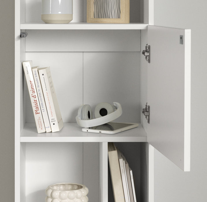 Liora Bibliotheque Etroite 5 Tablettes - Blanc Solide