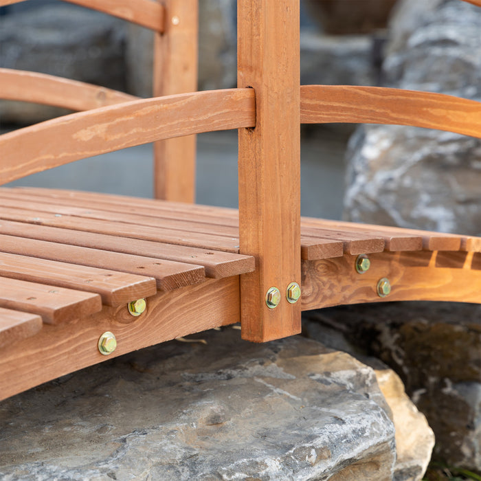 Outsunny Pont De Jardin En Bois De 6 Ft Passerelle En Arc Classique Avec Garde-corps Pour Passerelle De Bassin De Ruisseau Orange