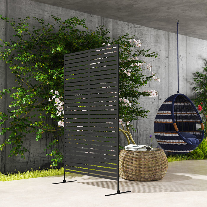 Outsunny Paravent exterieur decoratif en metal avec support