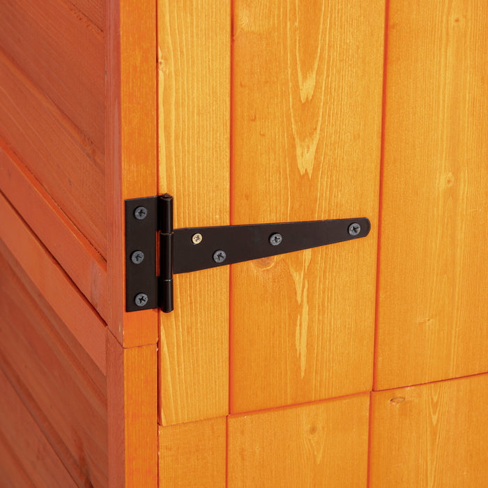 Outsunny Abri De Jardin En Bois, Armoire De Rangement D'outils Exterieurs ,unite Verrouillable Avec Double Porte Et 3 Etageres De Rangement De Pneus