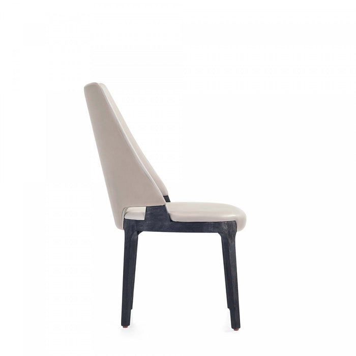 Chaise de salle a manger moderne en bois Kara avec revetement en tissu gris clair - Lot de 4