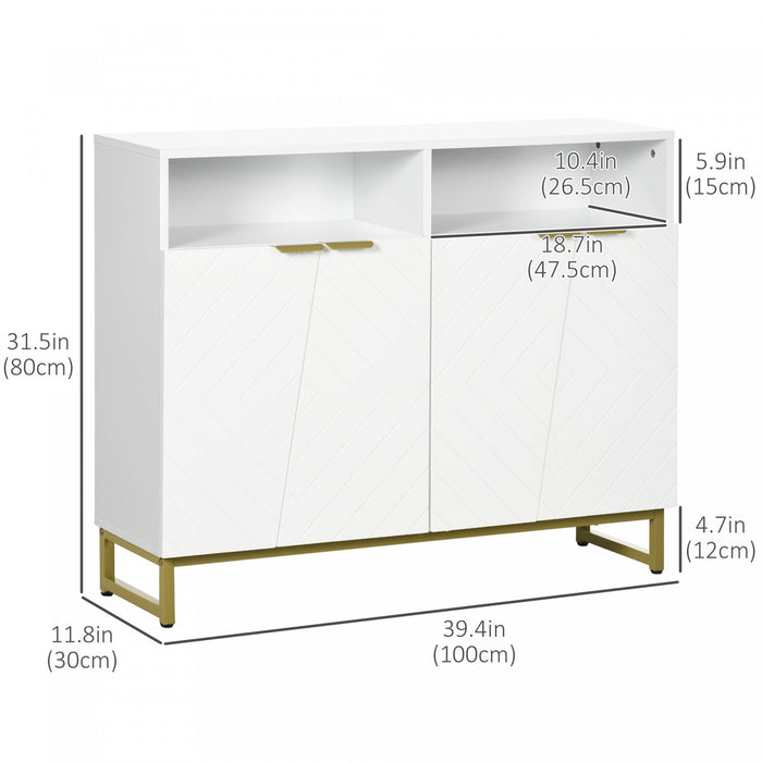 HOMCOM Buffet Cabinet Kitchen Sideboard etageres reglables, base en metal